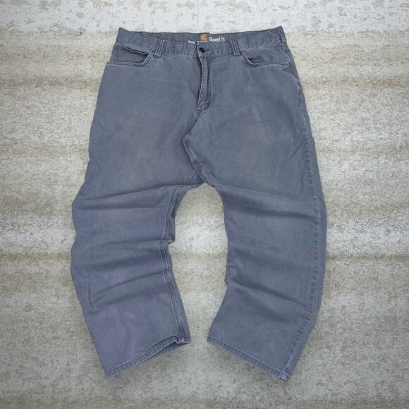 Vintage Carhartt Carpenter Pants Grey Canvas Relaxed Fit Dungarees Painters 90s - Picture 2 of 4